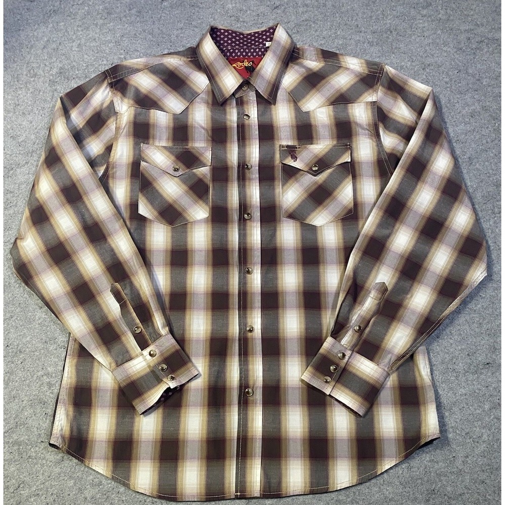 Rodeo Clothing Co RCCO Men's XL Pearl Snap Western Shirt Plaid